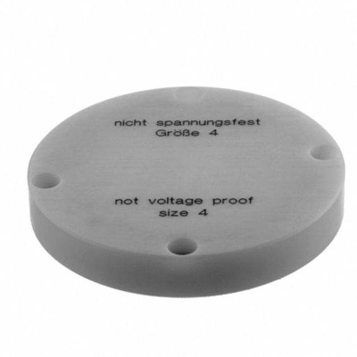 Abdeckscheibe Gr.4 zum Abdichten der Geräte- anschlussteile, nicht spannungsfest