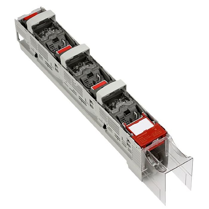 NH-Lastschaltleiste Gr.3, 630A, 1-polig   M12x40mm Anschlussraum-Abdeckung. Typ: P /