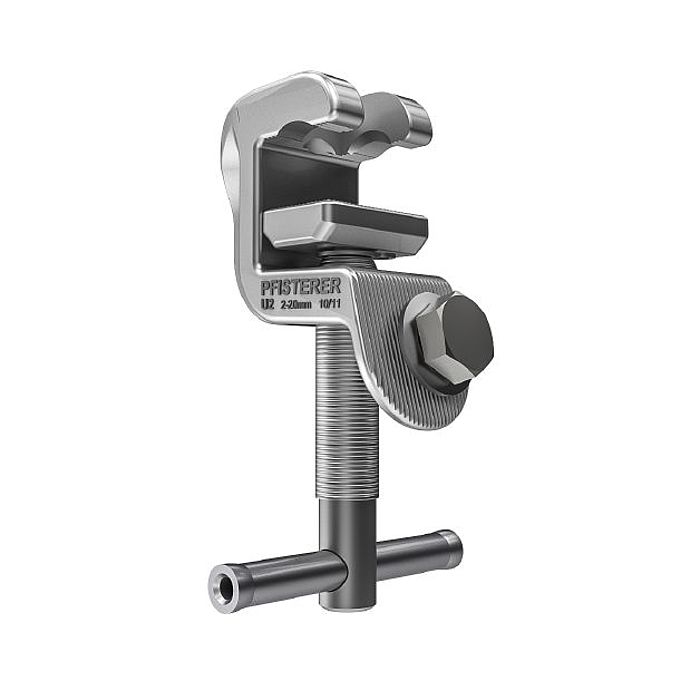 Universal-Erdungsklemme  U2  mit Schraubknebel für Kugel ø25 mm, Klemmbereich 20 mm, Ik=29,6kA/1s